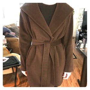 Calvin Klein soft chocolate lined and belted coat
